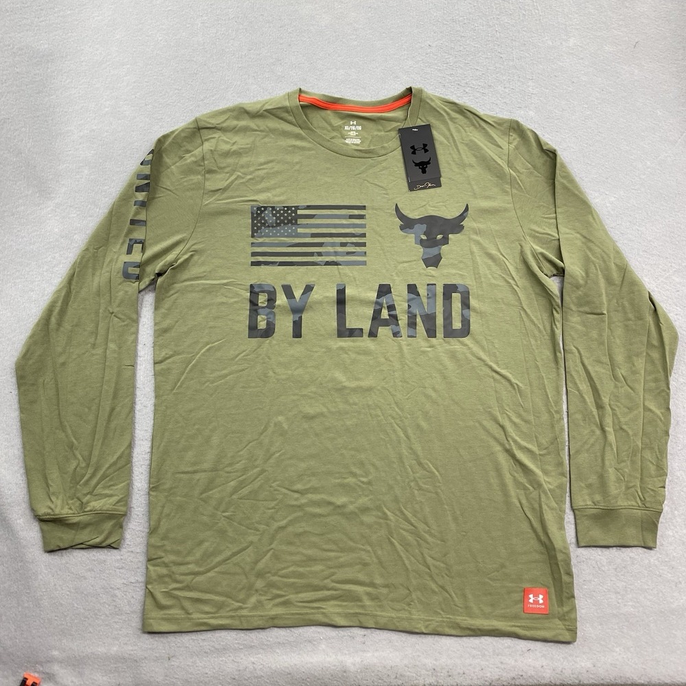 Under Armour T Shirt Men Extra Large Green Project Rock Vet Day By Land Military